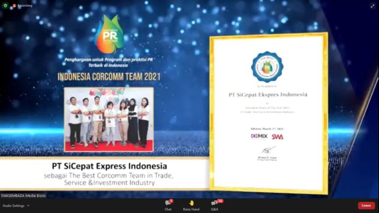 SiCepat Raih Penghargaan di Ajang Indonesia PR Of The Year 2021