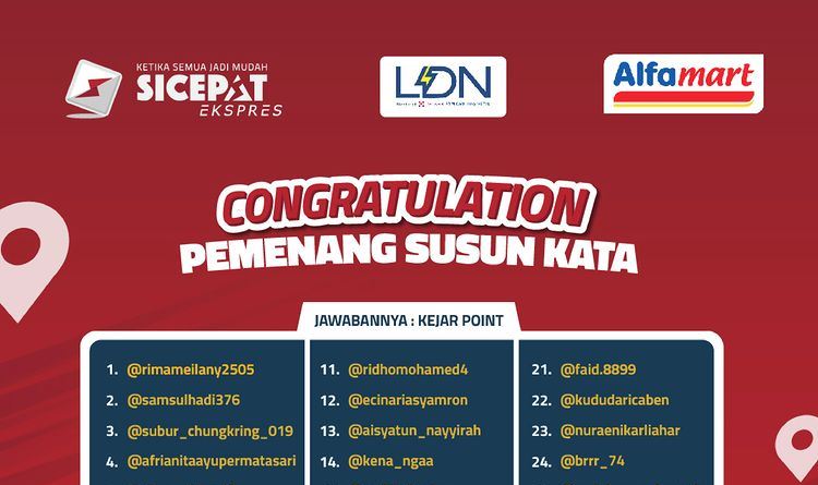 Pemenang Giveaway  Voucher Alfamart Kejar Point