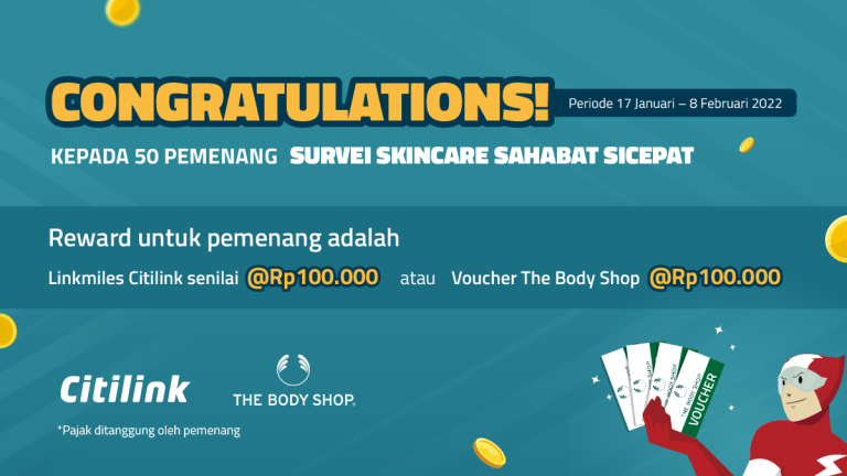 Daftar Pemenang Reward Survei Skincare SiCepat