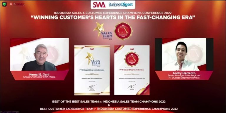 SiCepat Ekspres Kembali Mendapatkan Penghargaan Sales Team dan CS Experience Champions 2022